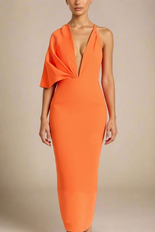 Blake Bandage Maxi Dress - Apricot Orange