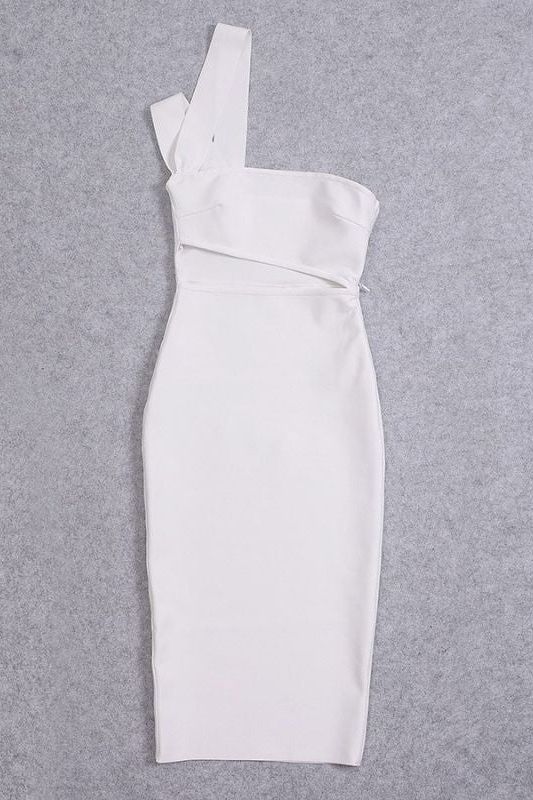Molly Bandage Midi Dress - White Pearl
