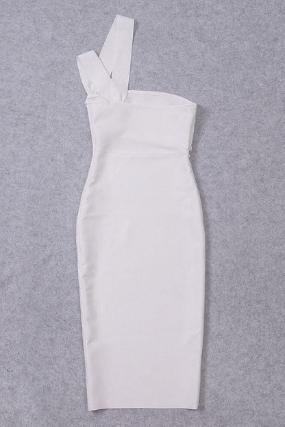 Molly Bandage Midi Dress - White Pearl