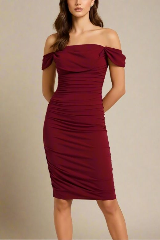 Zia Bodycon Wrap Dress - Red Wine
